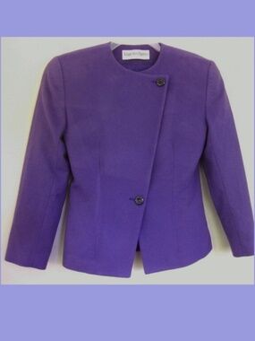 VTG Mary Ann Restivo jacket 4 Purple Asymmetric USA Blazer Union label